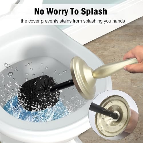 Satin Matte Gold Toilet Bowl Brush with Holder