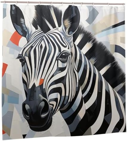 DAOWANGZUO Zebra Shower Curtain Set 72x72in