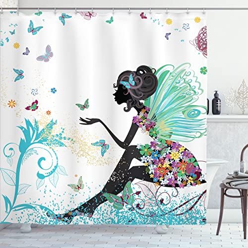 Ambesonne Fantasy Shower Curtain with Hooks Turquoise Black