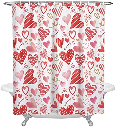 BestLives Valentines Shower Curtain with 12 Hooks