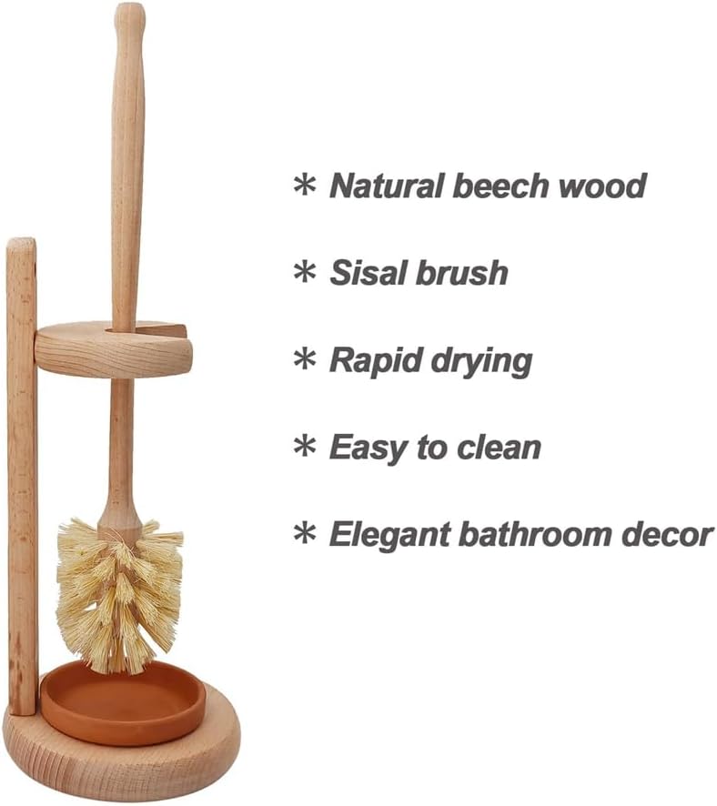 Wood Toilet Brush with Stand and Sisal Head