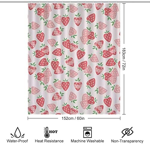 NIRATI Cute Strawberry Pink Shower Curtain 60x72