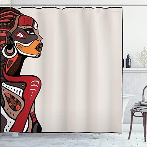Ambesonne African Shower Curtain with 12 Hooks 69 x 70