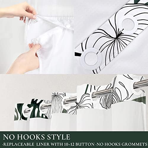 Tititex Snap-In Liner Tropical Palm Shower Curtain Set 72x72 Inch