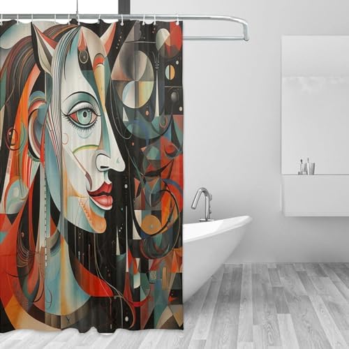 DAOWANGZUO Abstract Boho Face Shower Curtain Set 72x72in