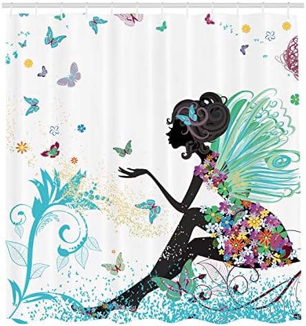 Ambesonne Fantasy Shower Curtain with Hooks Turquoise Black