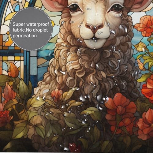 DAOWANGZUO Sheep Shower Curtain Set with 12 Hooks