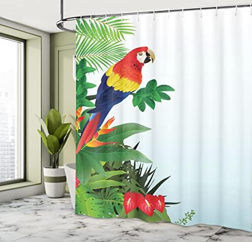 Ambesonne Parrots Shower Curtain Set with Hooks