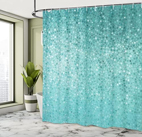 Ambesonne Dot Shower Curtain Set with Hooks Turquoise 69 x 70