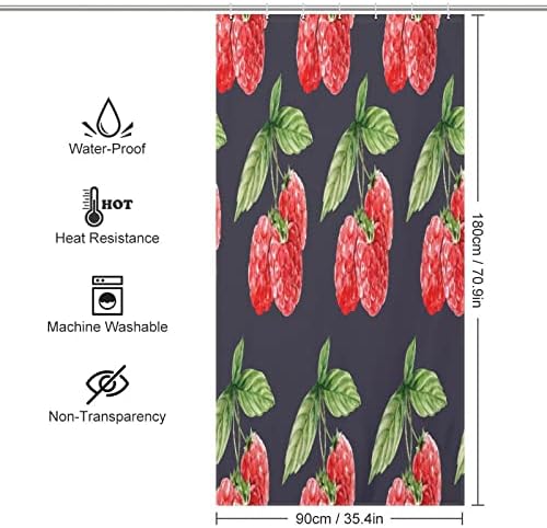Sweet Natural Food Strawberry Shower Curtain with 12 Hooks