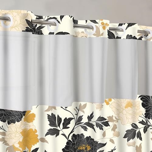 Gdmoon Boho Floral Shower Curtain Set 54x80in