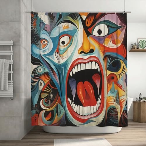 Laughing Boy Boho Shower Curtain Set with 12 Hooks 72x72in