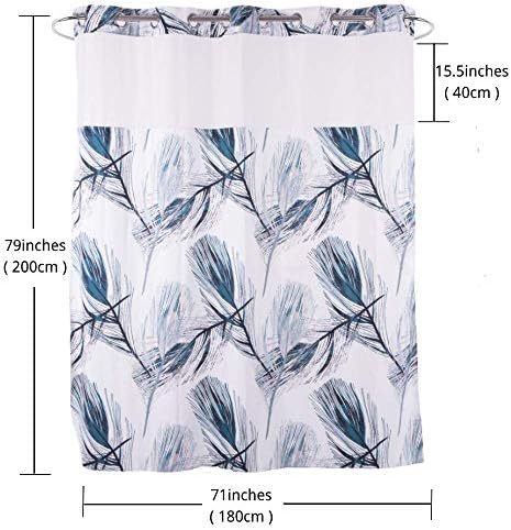 Ecoehoe 71x79 Waterproof Shower Curtain Set with Mesh Window
