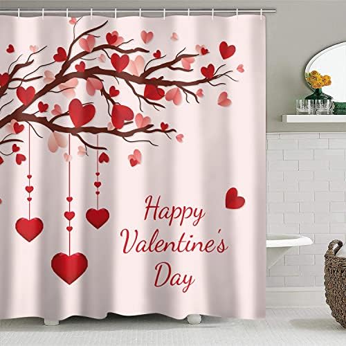 BestLives Valentines Day Waterproof Shower Curtain with Hooks 36x72inch