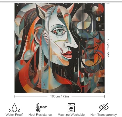 DAOWANGZUO Abstract Boho Face Shower Curtain Set 72x72in