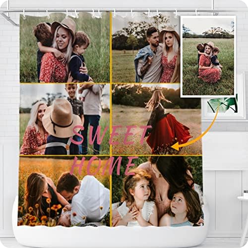 Custom Shower Curtain Personalized Funny DIY Waterproof with 12 Hooks