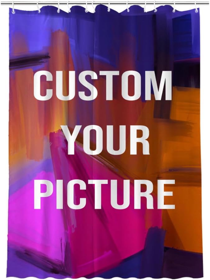 Custom Personalized Shower Curtain - Funny DIY Waterproof Liner with 12 Hooks 48x84 Inch