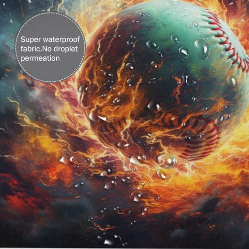 Red Flame Baseball Shower Curtain Set with 12 Hooks