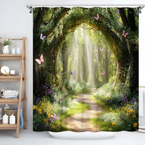 Green Enchanted Forest Shower Curtain 70X70 Inch