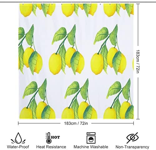 Adorable Lemon Fruit Shower Curtain Liner with 12 Hooks 1