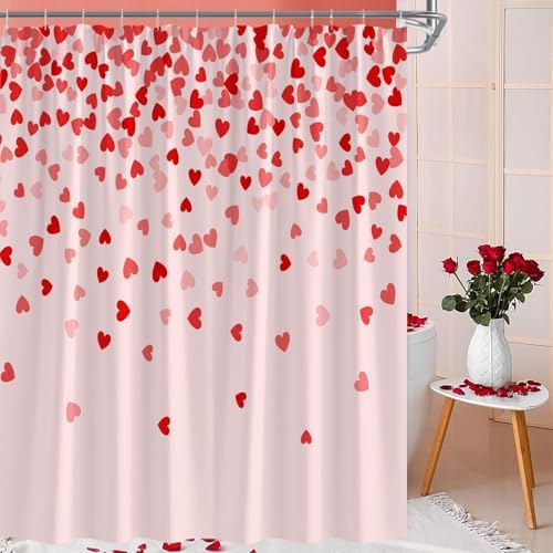Valentines Love Heart Shower Curtain Set 1
