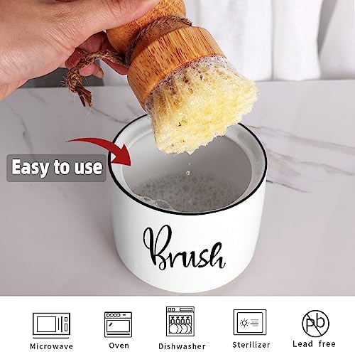ONTUBE Ceramic Dish Brush Holder 8 oz White