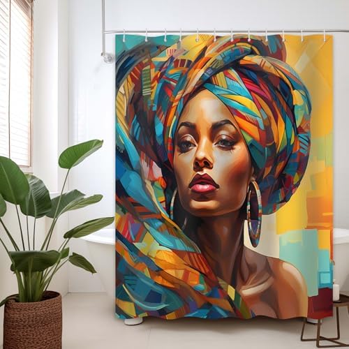 DLTAY African Shower Curtain Set with 12 Hooks