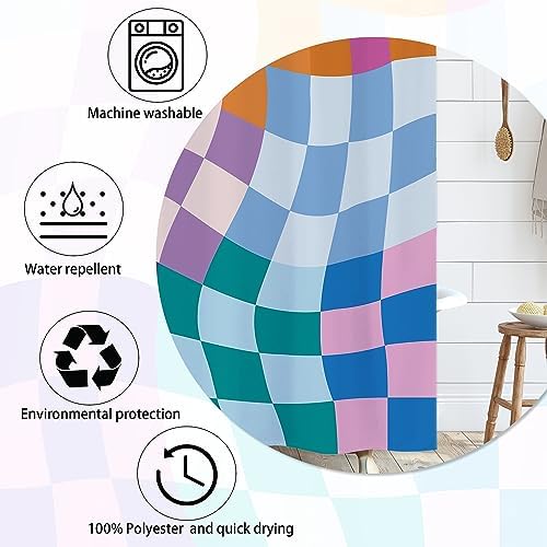 Retro Checkered Shower Curtain 60x72 Inches