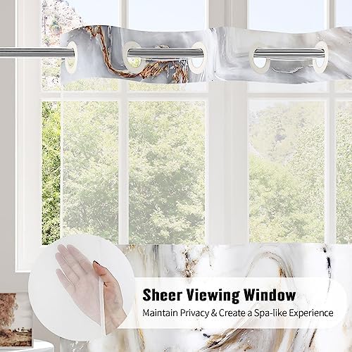 MitoVilla Marble Shower Curtain Set Grey Gold 72x74