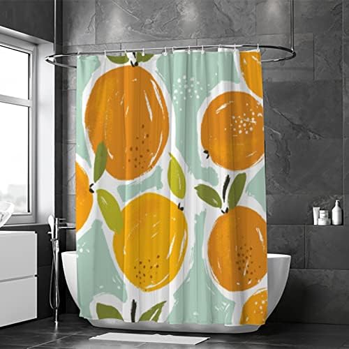 ZHIMI Hand Painted Orange Shower Curtain with 12 Hooks 60x72in