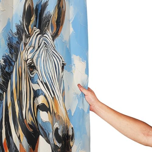 Zebra Pattern Shower Curtain Set with 12 Hooks 72x72in