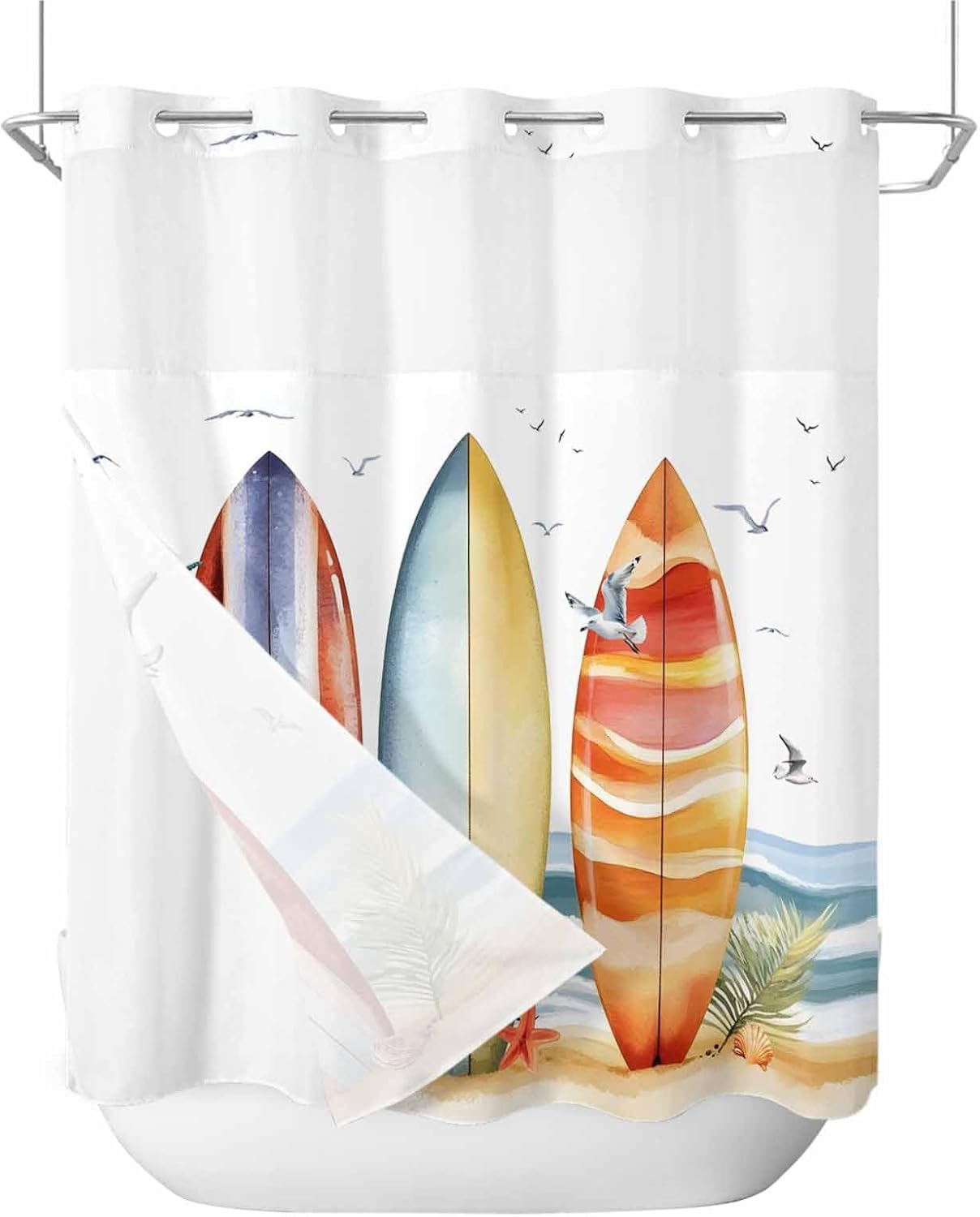 Double Layer No Hook Shower Curtain Set 72x72