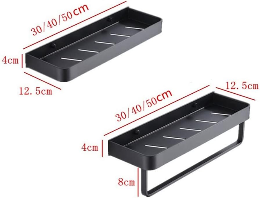 ANNBKA Black Aluminum Square Wall-Mounted Shower Caddy