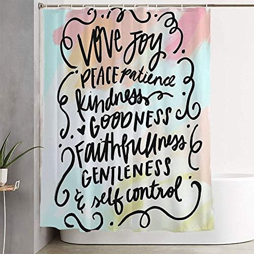 Shower Curtain with Fruit Calligraphy Design 72x72 Inch