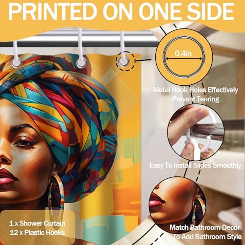 DLTAY African Shower Curtain Set with 12 Hooks