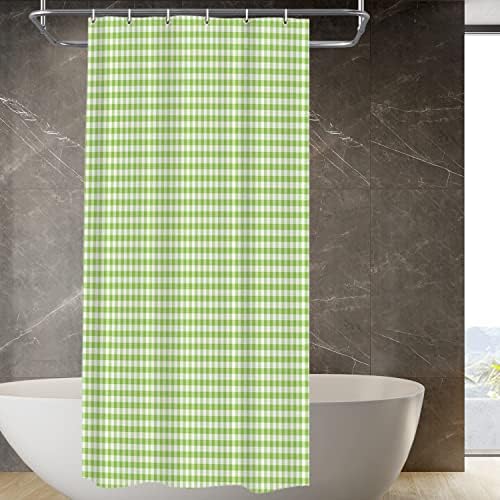 Apple Green Plaid Decor Shower Curtain 36x72 Inch