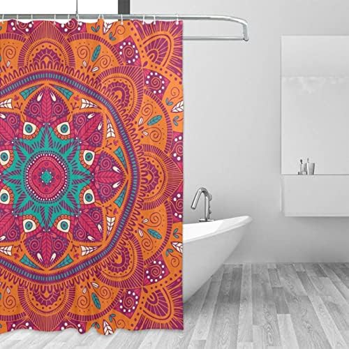 ZhiRain Mandala Shower Curtain Set with 12 Hooks 72x72inch Orange