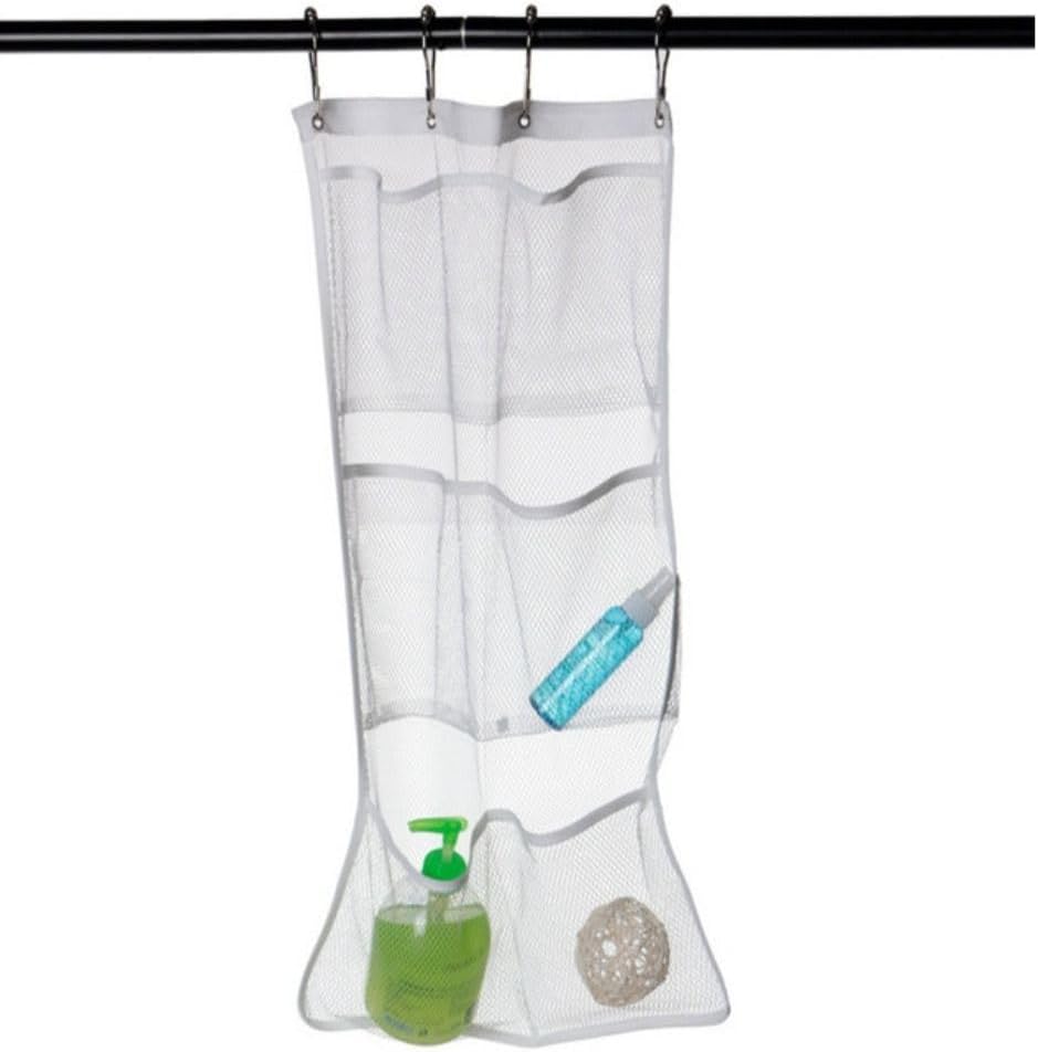 1PCS Durable Clear Mesh Shower Caddy with 6 Pockets