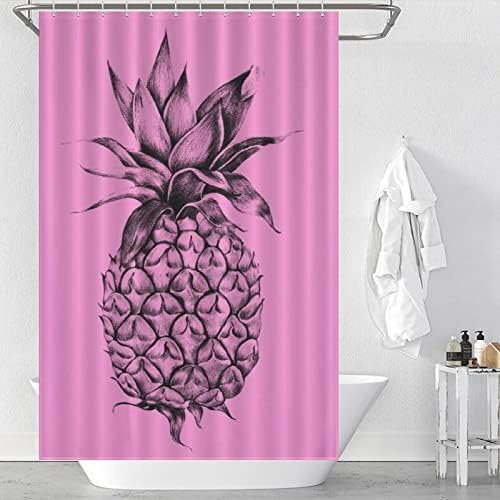 Summer Fruit Pineapple Bath Curtain with 12 Hooks 1