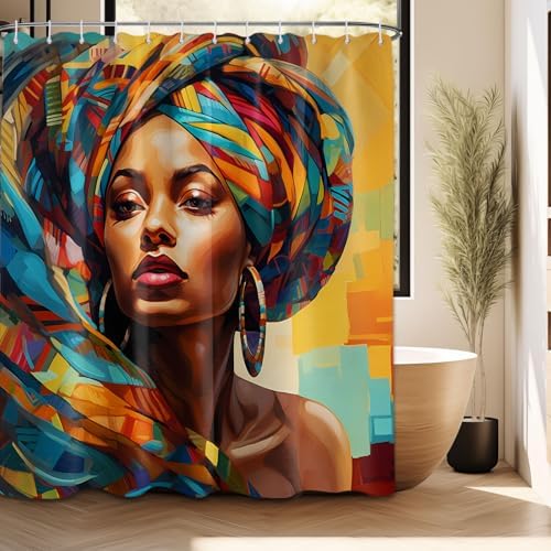 DLTAY African Shower Curtain Set with 12 Hooks