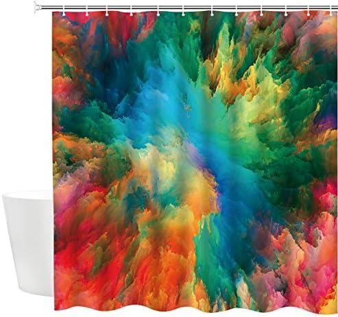 DMTTY Abstract Watercolor Shower Curtain Set with Hooks