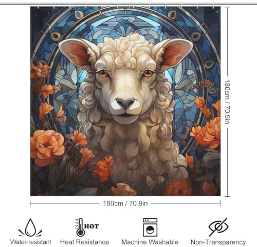 DAOWANGZUO Sheep Shower Curtain Set 72x72in