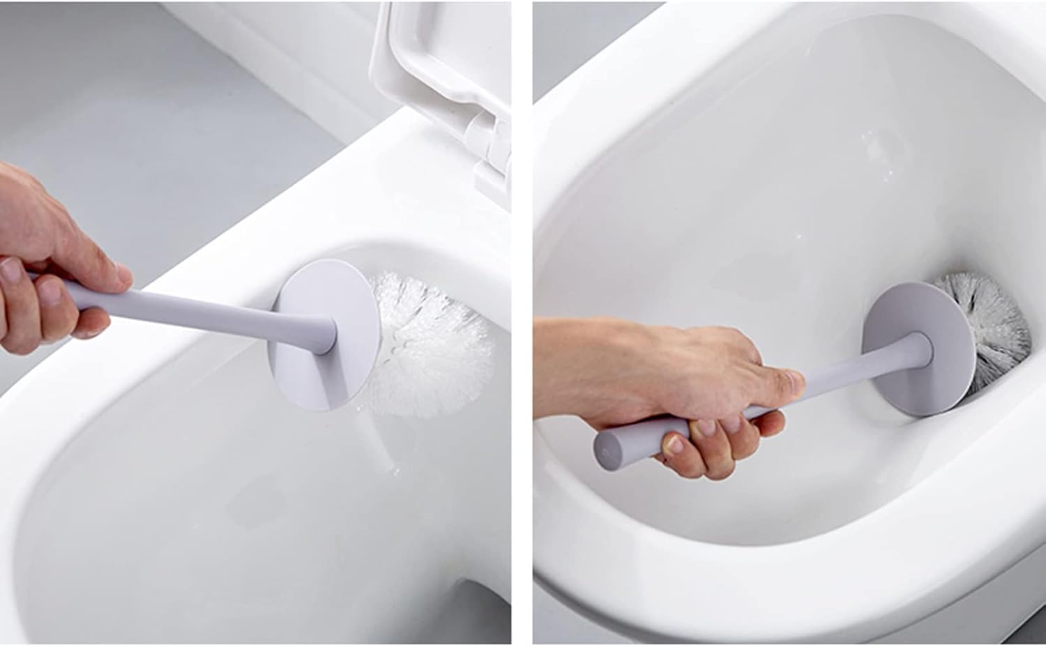 Gray-Blue Wall-Mounted Toilet Brush Set with Holder