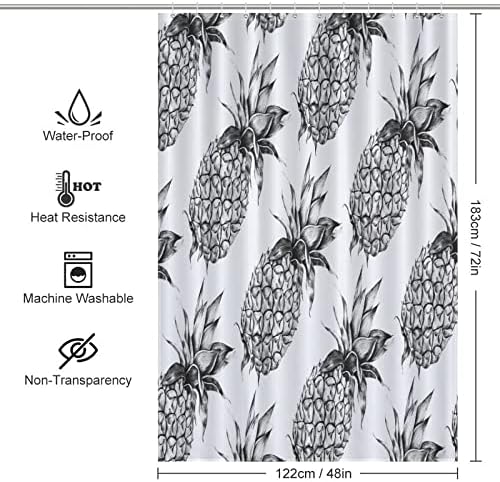 Punny Pineapple Shower Curtain with 12 Hooks