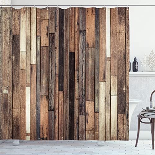 Ambesonne Farmhouse Shower Curtain Set Brown Grunge Lodge Design