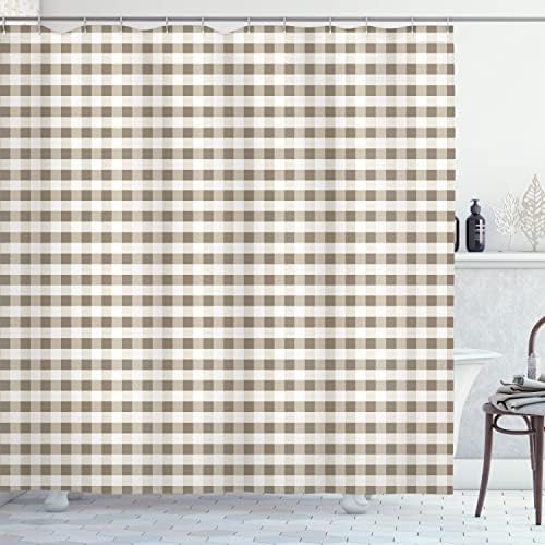 Ambesonne Checkered Shower Curtain - Dusk White 69x70