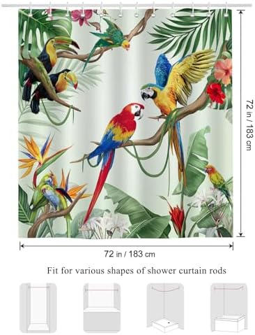 Bonhause Tropical Bird Shower Curtain 72x72 Inch