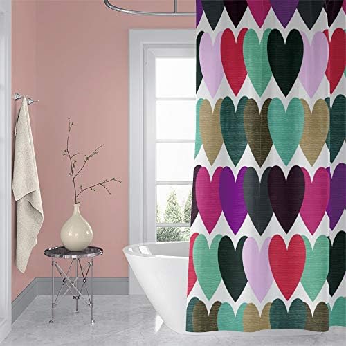 OERJU 65x72inch Colorful Heart Shower Curtain