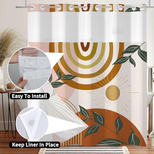 Boho Style Shower Curtain Set 71x74 Inch