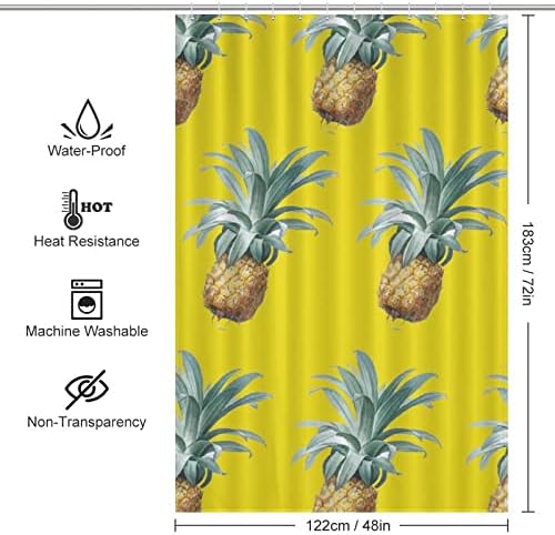 Summer Cool Pineapple Shower Curtain with 12 Hooks